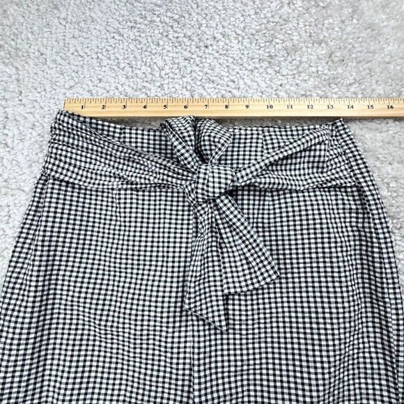 Free People Westside Gingham Seersucker Tie Waist Pant Black White - Picture 9 of 12